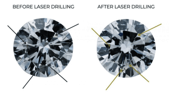 Laser grilling of lab-grown diamonds