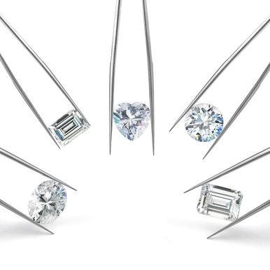 Shaped lab grown diamonds in tweezer