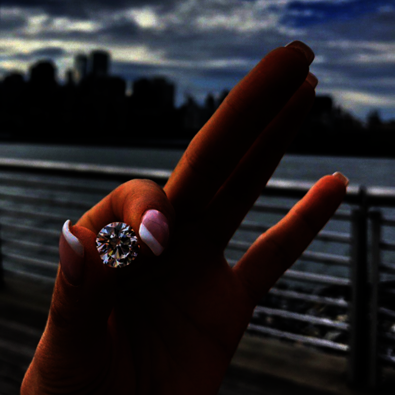 Lab-grown diamond in hand