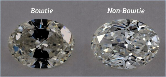 Bowtie effect on oval cut lab-grown diamond