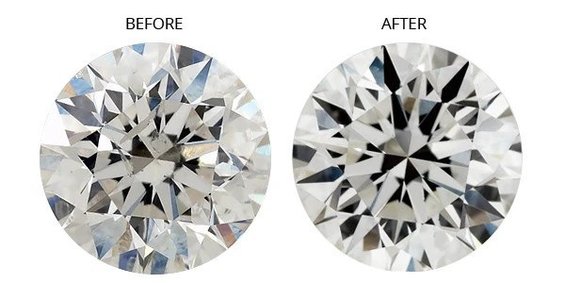 Man made diamond before and after comparison